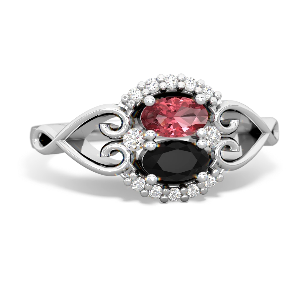 Pink Tourmaline Love Nest 14K White Gold ring R5860