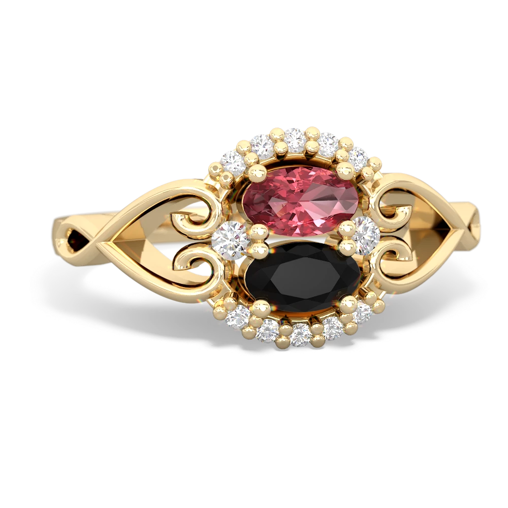 Pink Tourmaline Love Nest 14K Yellow Gold ring R5860