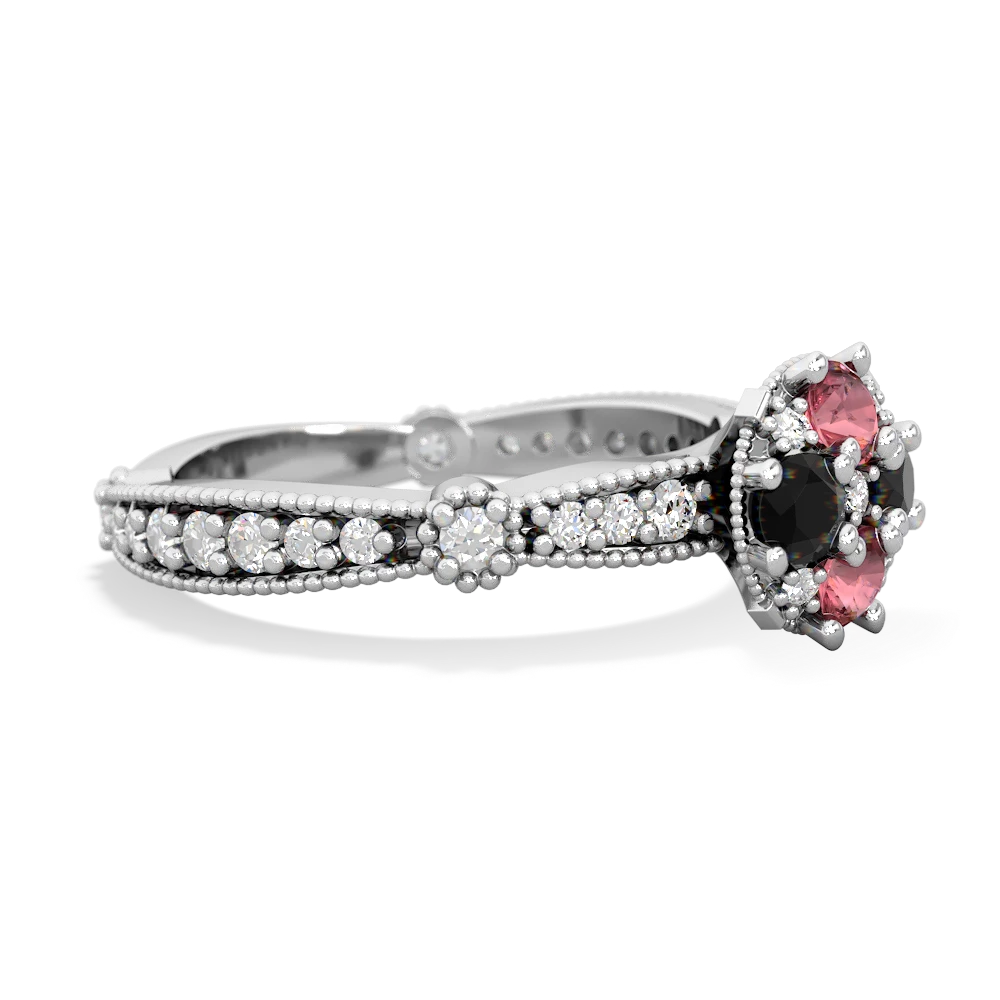 Pink Tourmaline Sparkling Tiara Cluster 14K White Gold ring R26293RD