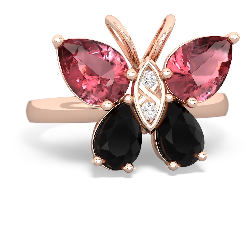 Pink Tourmaline Butterfly 14K Rose Gold ring R2215