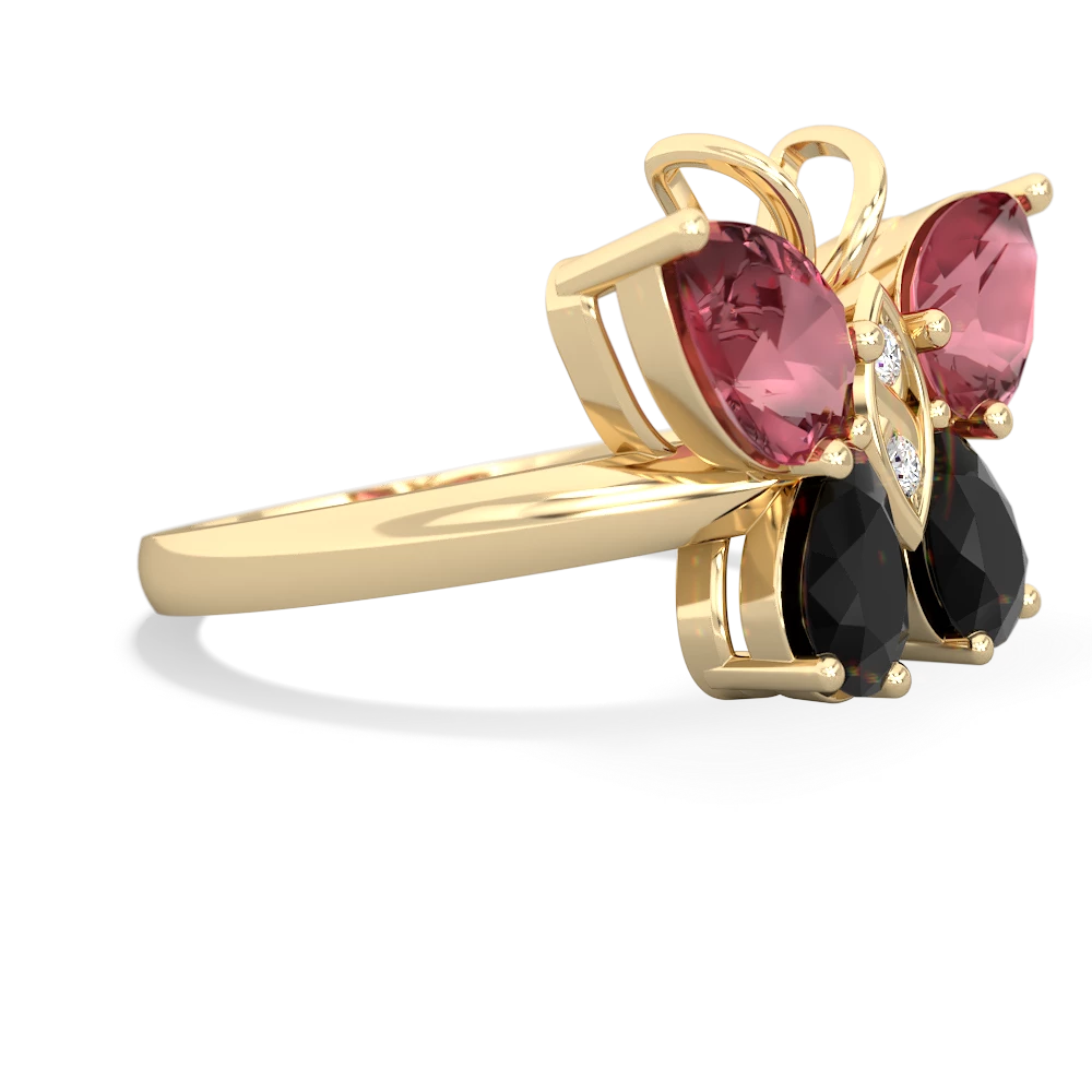 Pink Tourmaline Butterfly 14K Yellow Gold ring R2215