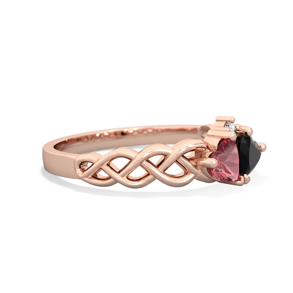 Pink Tourmaline Heart To Heart Braid 14K Rose Gold ring R5870