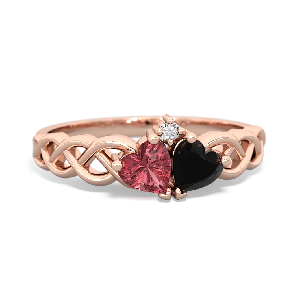 Pink Tourmaline Heart To Heart Braid 14K Rose Gold ring R5870