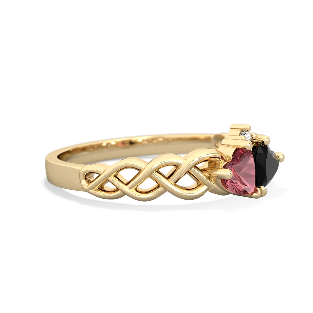 Pink Tourmaline Heart To Heart Braid 14K Yellow Gold ring R5870