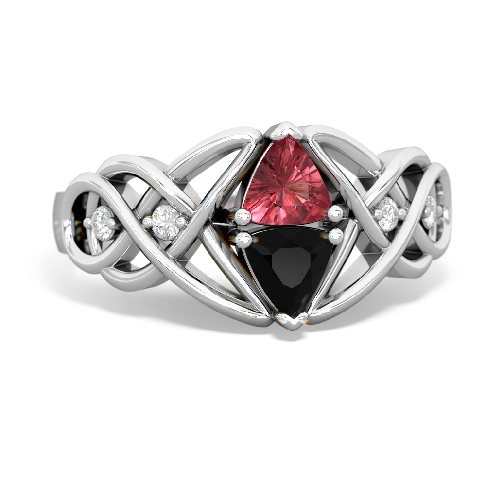 Pink Tourmaline Keepsake Celtic Knot 14K White Gold ring R5300