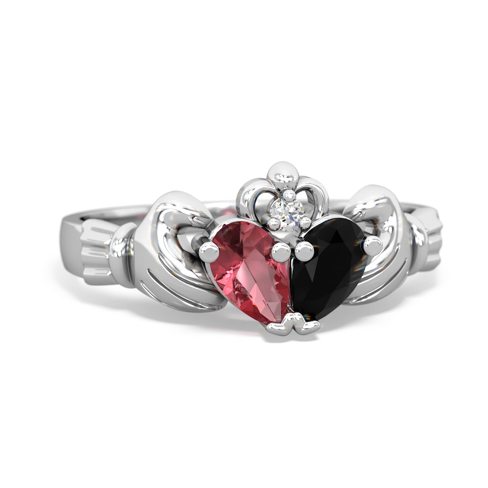 Pink Tourmaline 'Our Heart' Claddagh 14K White Gold ring R2388