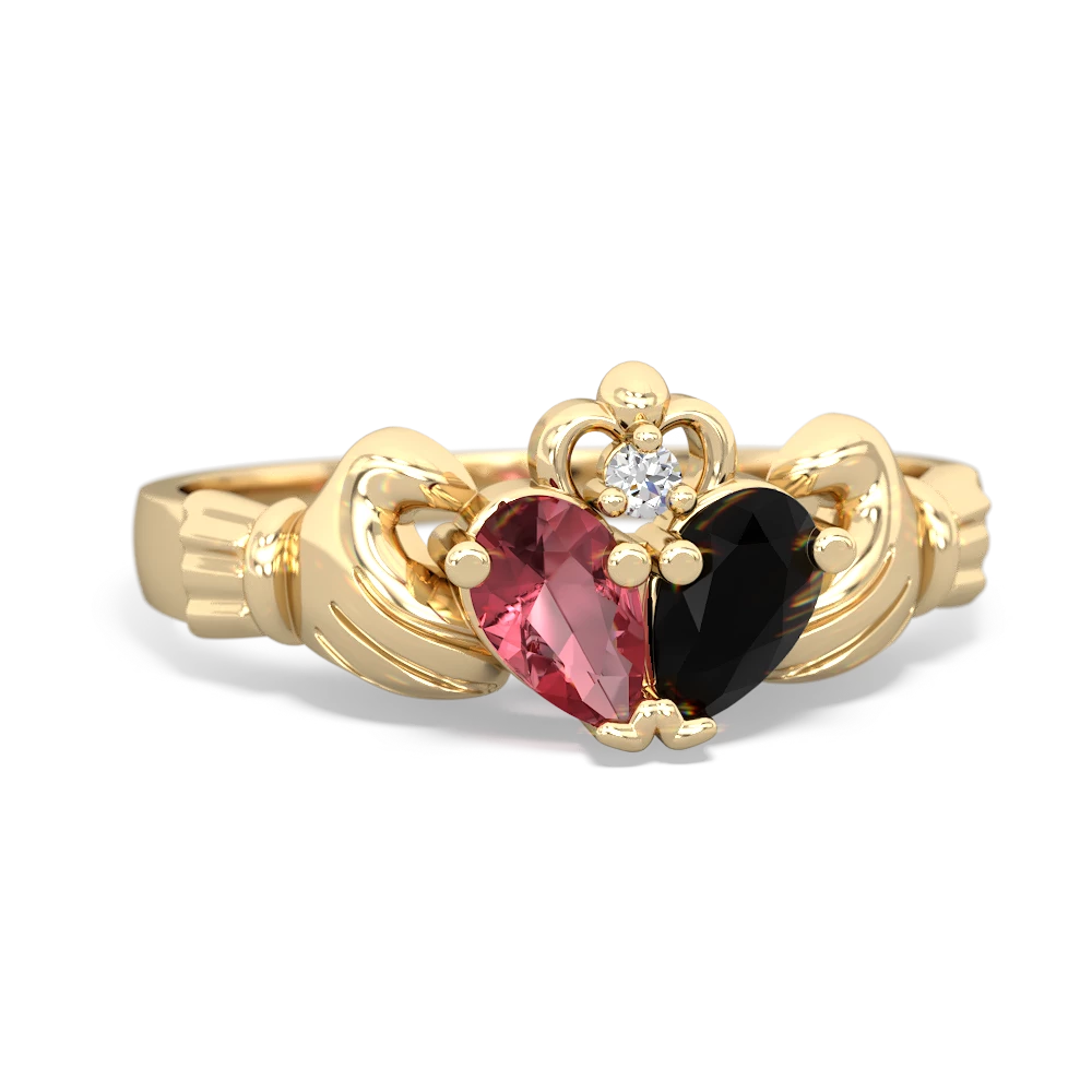 Pink Tourmaline 'Our Heart' Claddagh 14K Yellow Gold ring R2388