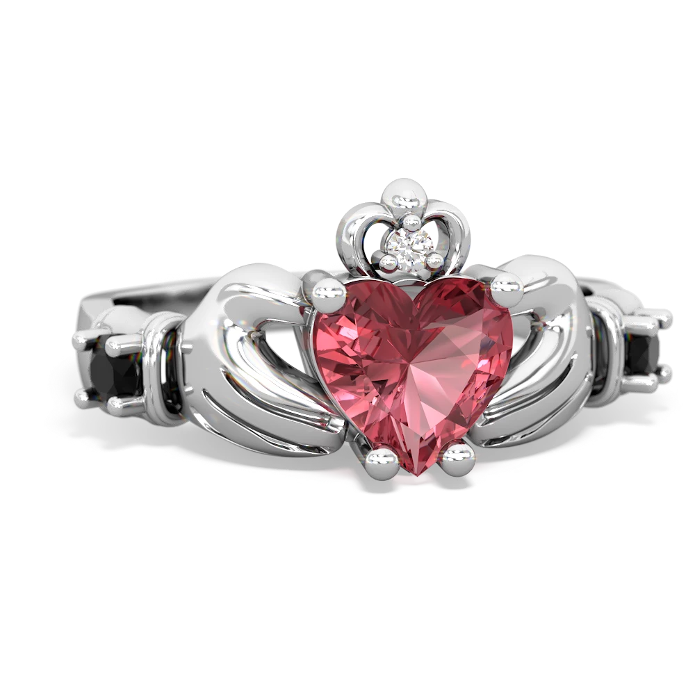 Pink Tourmaline Claddagh Keepsake 14K White Gold ring R5245