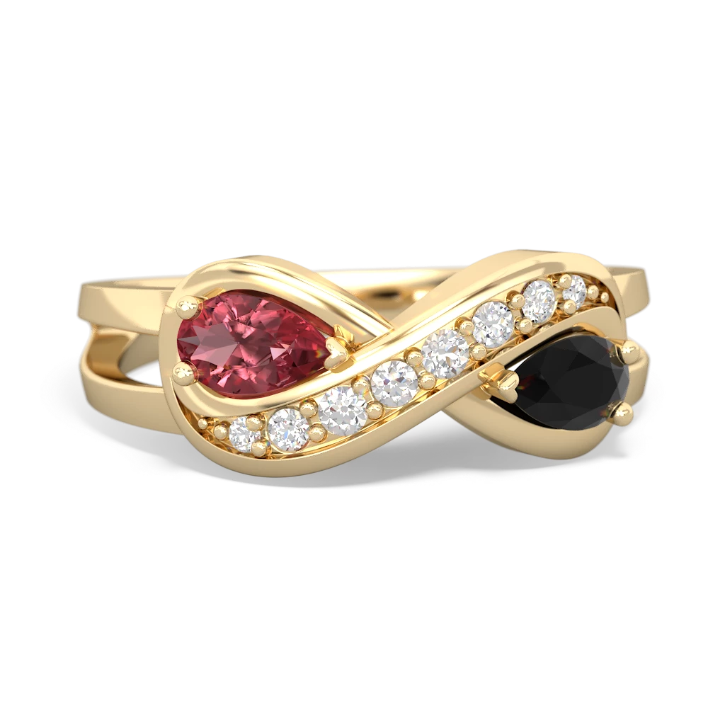 Pink Tourmaline Diamond Infinity 14K Yellow Gold ring R5390