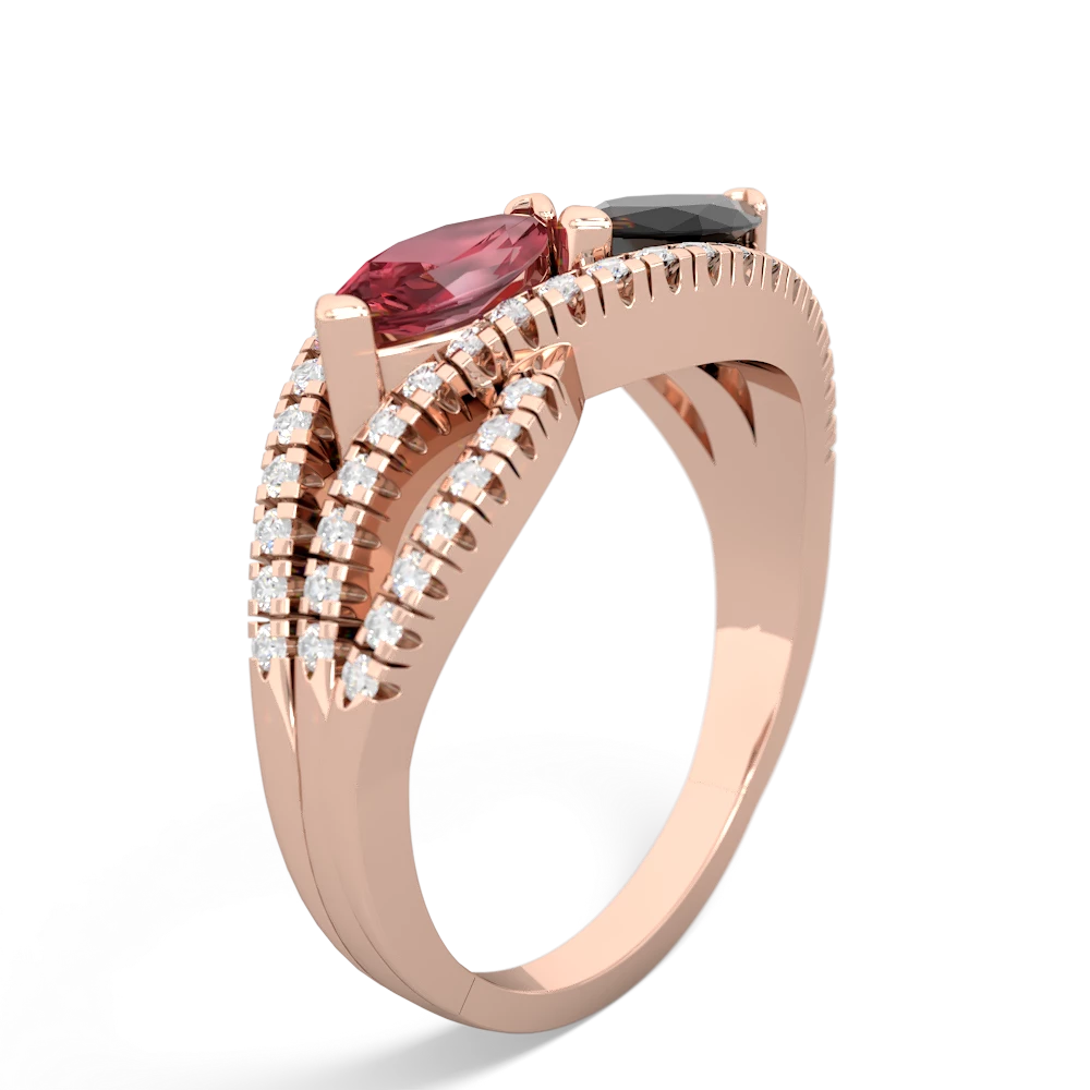 Pink Tourmaline Diamond Rivers 14K Rose Gold ring R3070