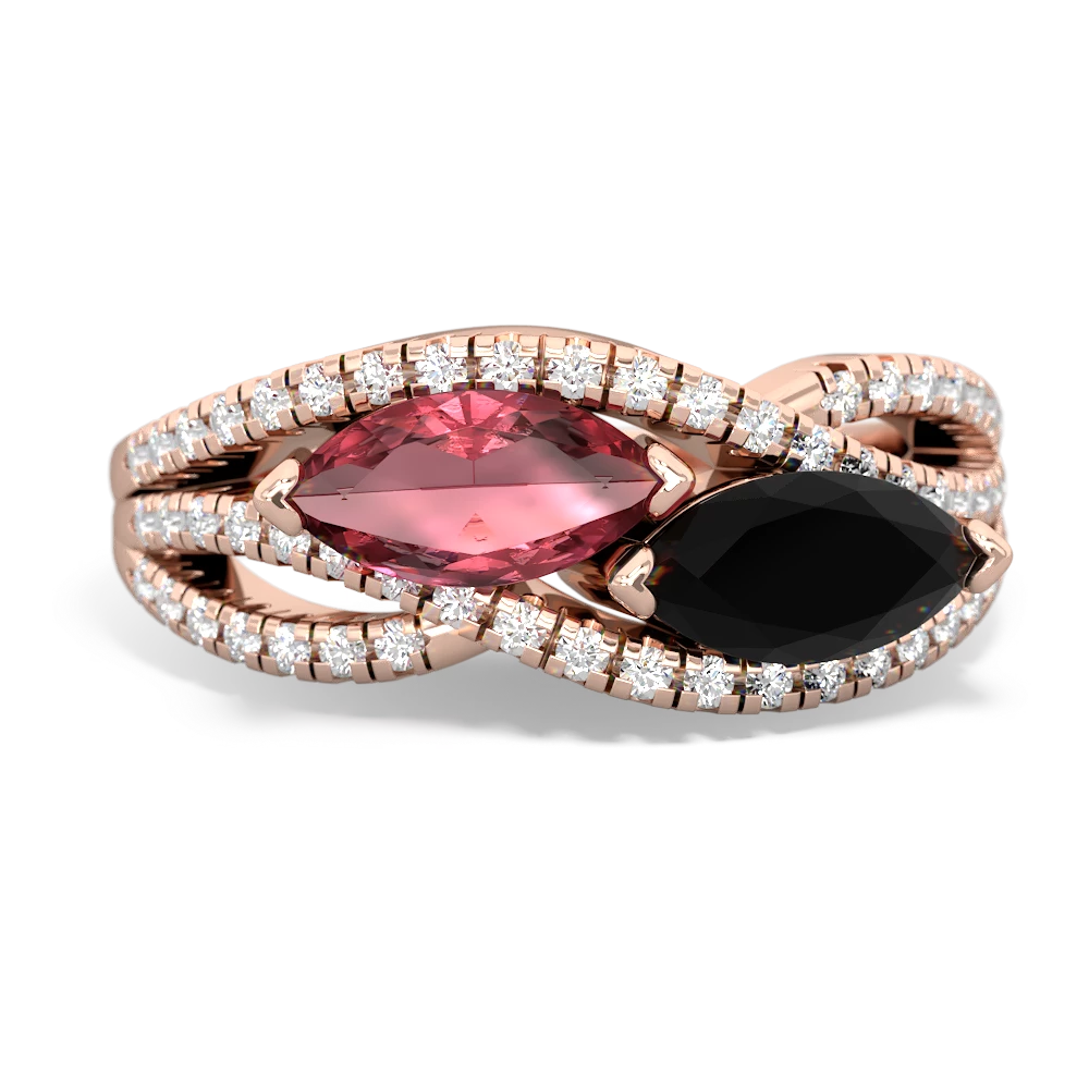 Pink Tourmaline Diamond Rivers 14K Rose Gold ring R3070