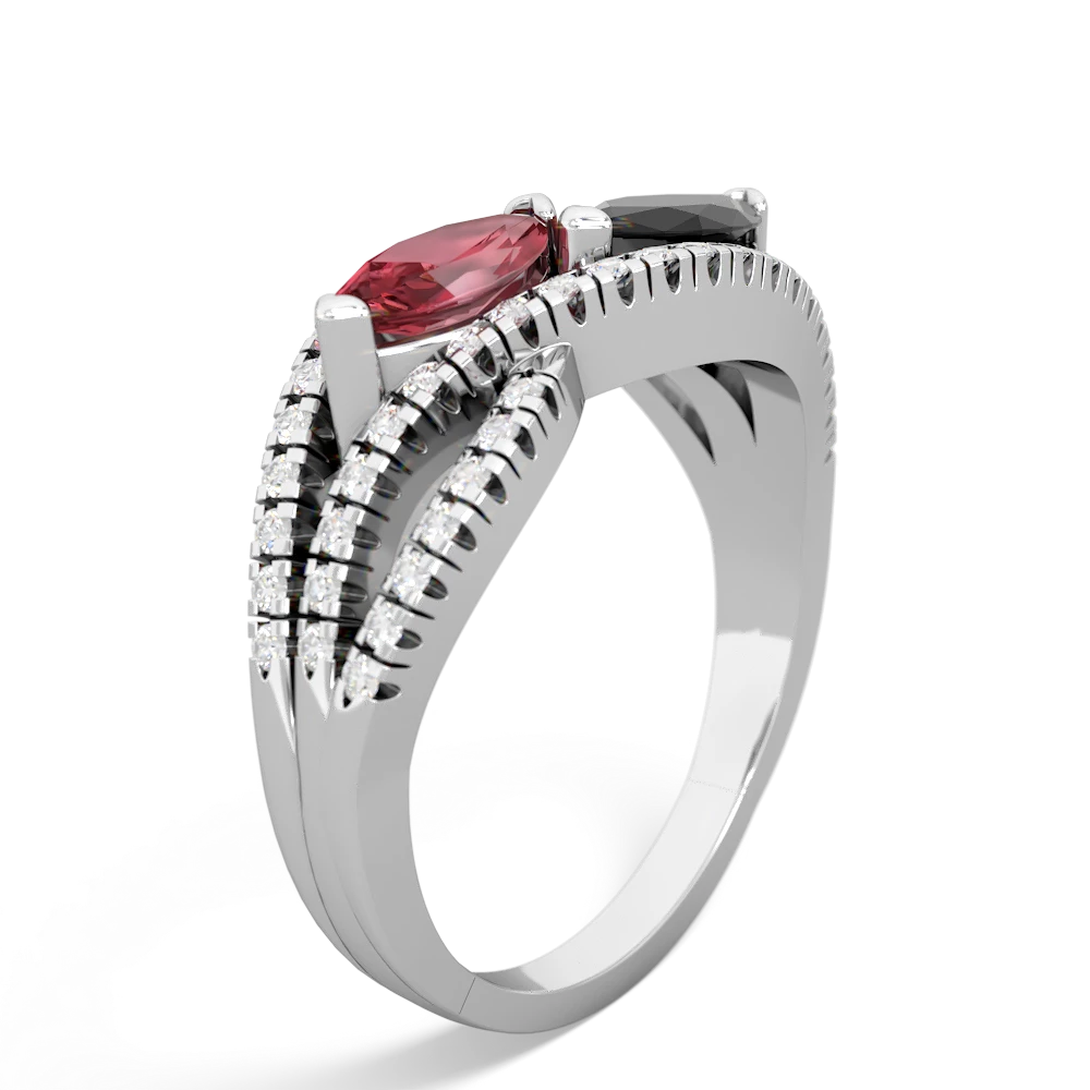 Pink Tourmaline Diamond Rivers 14K White Gold ring R3070