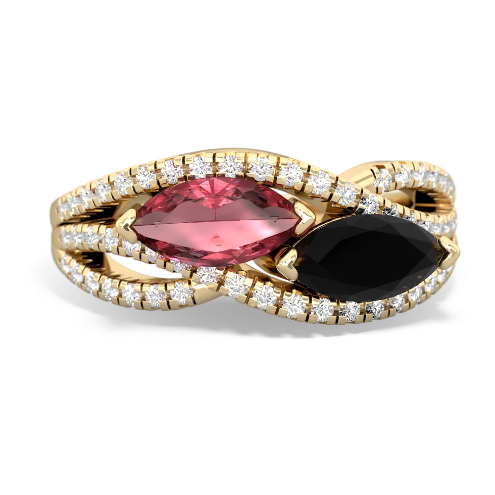 Pink Tourmaline Diamond Rivers 14K Yellow Gold ring R3070