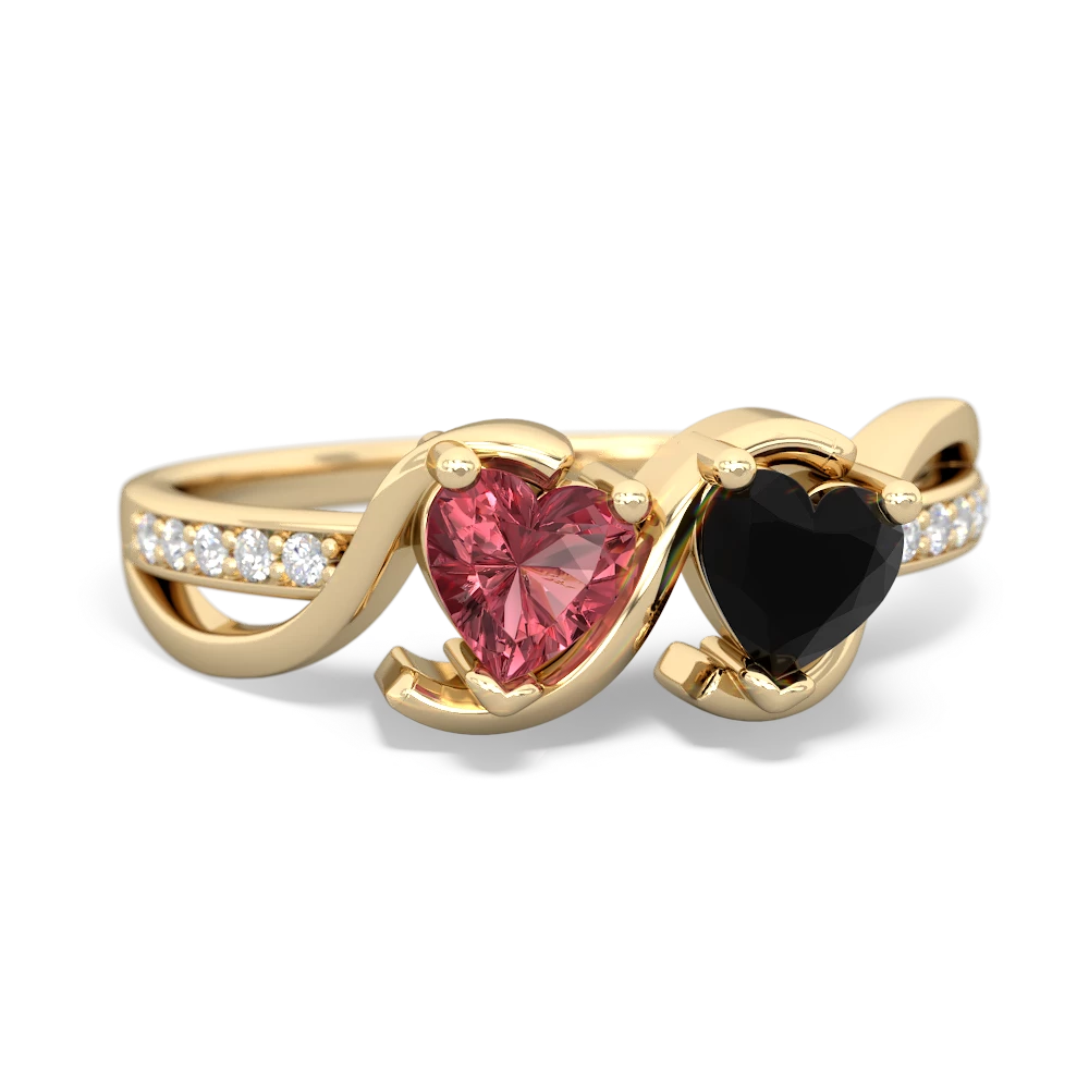 Pink Tourmaline Side By Side 14K Yellow Gold ring R3090