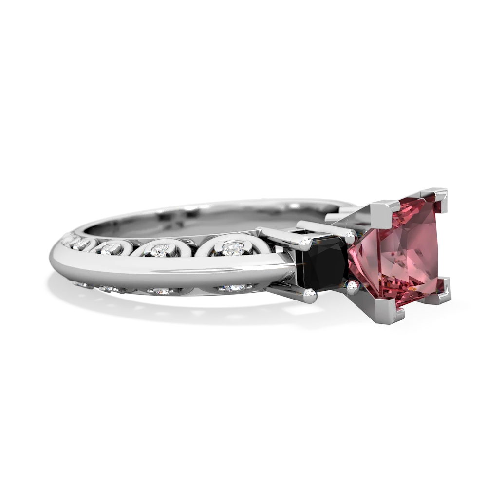 Pink Tourmaline Eternal Embrace Engagement 14K White Gold ring C2001