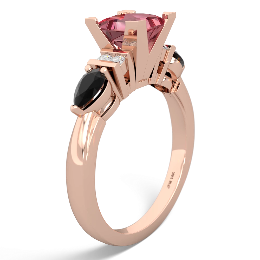 Pink Tourmaline 6Mm Princess Eternal Embrace Engagement 14K Rose Gold ring C2002