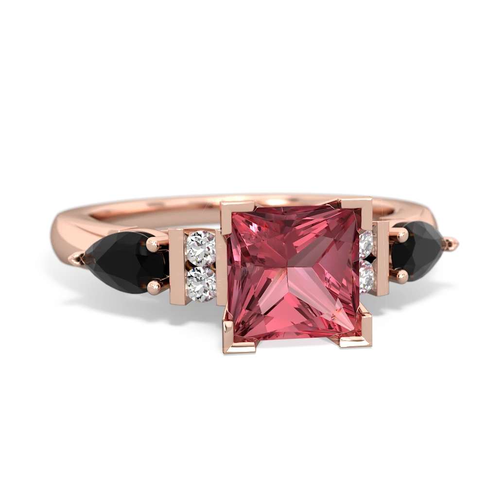 Pink Tourmaline 6Mm Princess Eternal Embrace Engagement 14K Rose Gold ring C2002