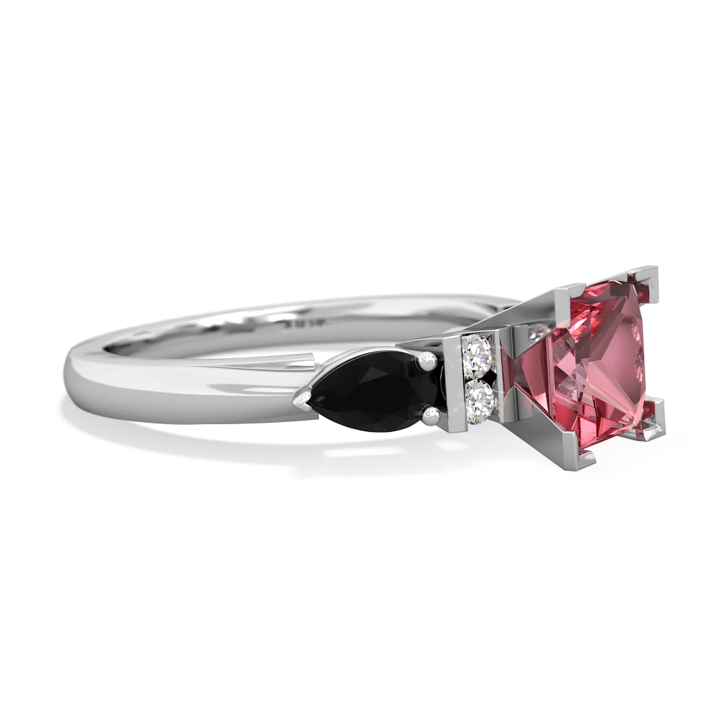 Pink Tourmaline 6Mm Princess Eternal Embrace Engagement 14K White Gold ring C2002