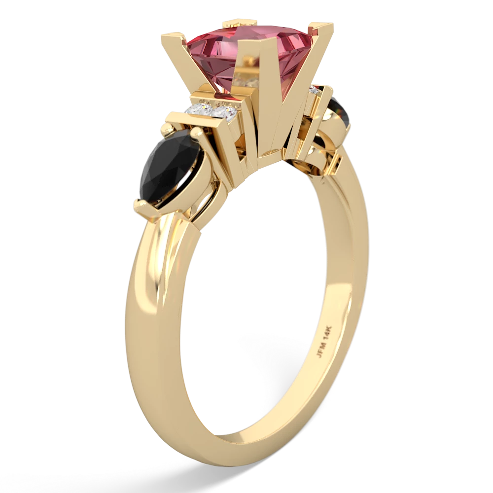 Pink Tourmaline 6Mm Princess Eternal Embrace Engagement 14K Yellow Gold ring C2002