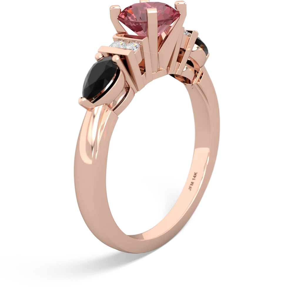 Pink Tourmaline 6Mm Round Eternal Embrace Engagement 14K Rose Gold ring R2005