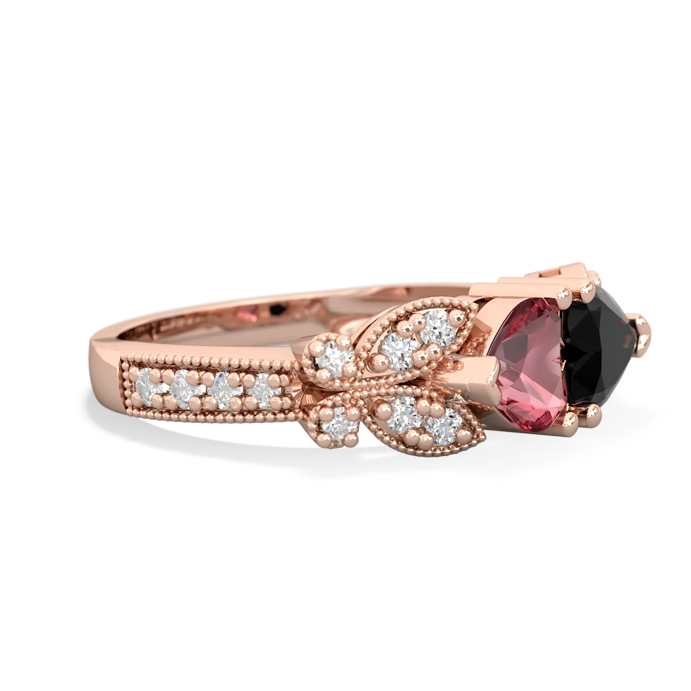 Pink Tourmaline Diamond Butterflies 14K Rose Gold ring R5601