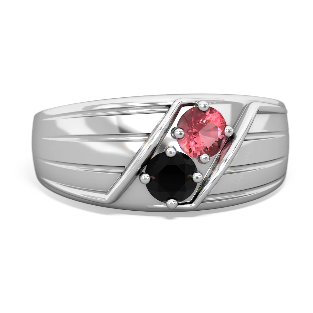 Pink Tourmaline Men's Streamline 14K White Gold ring R0460