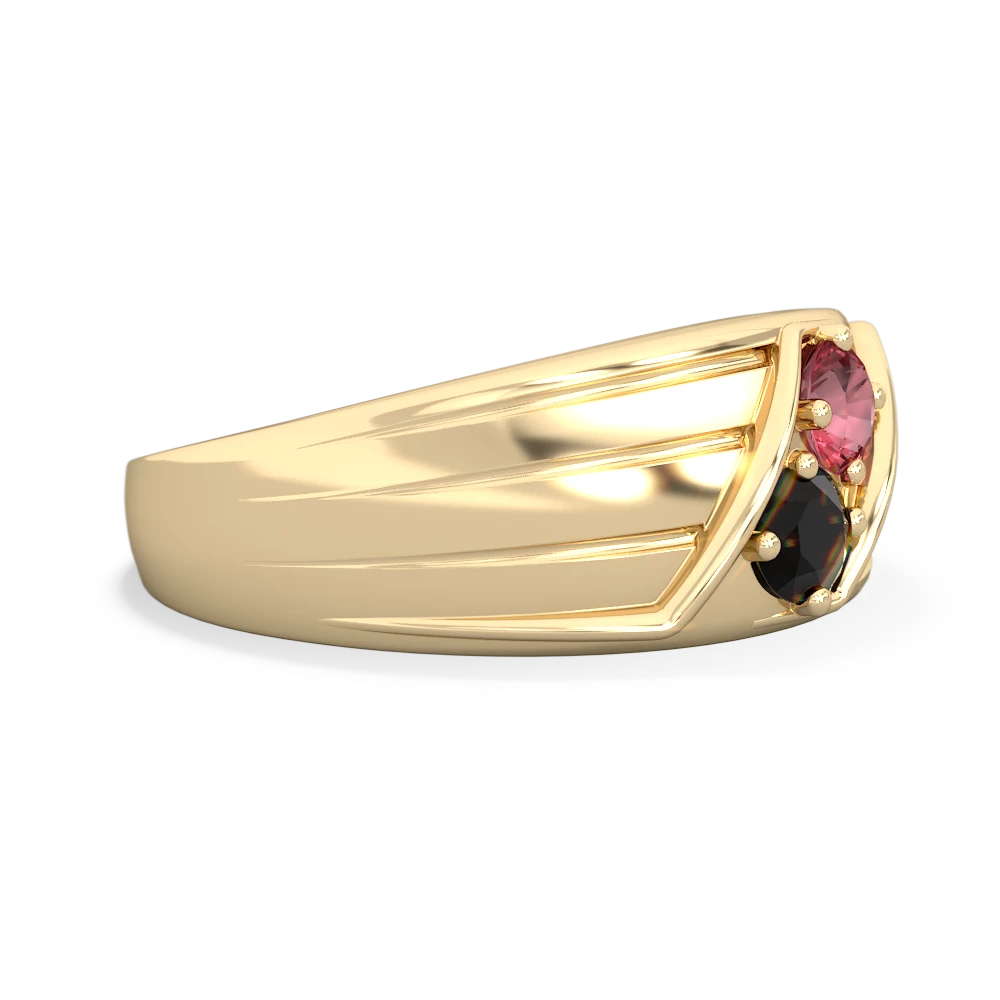 Pink Tourmaline Men's Streamline 14K Yellow Gold ring R0460