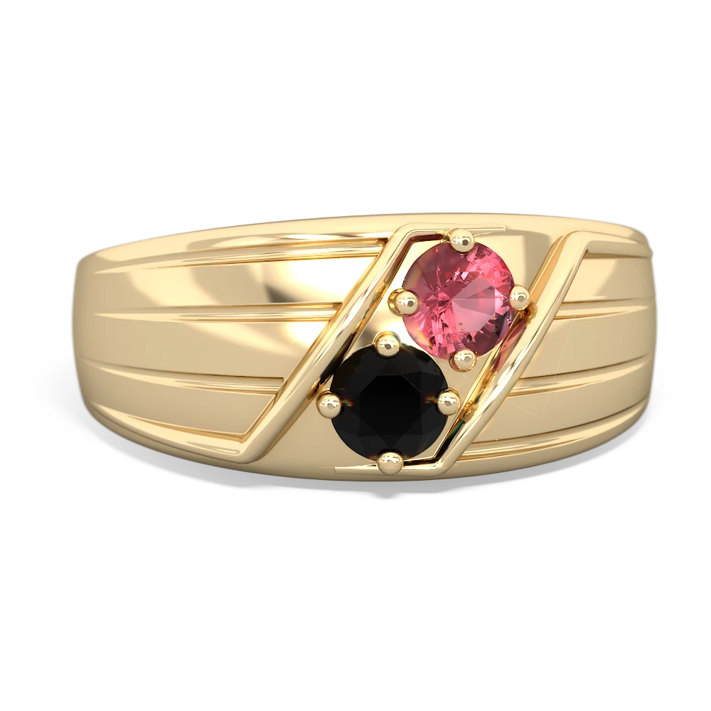 Pink Tourmaline Men's Streamline 14K Yellow Gold ring R0460