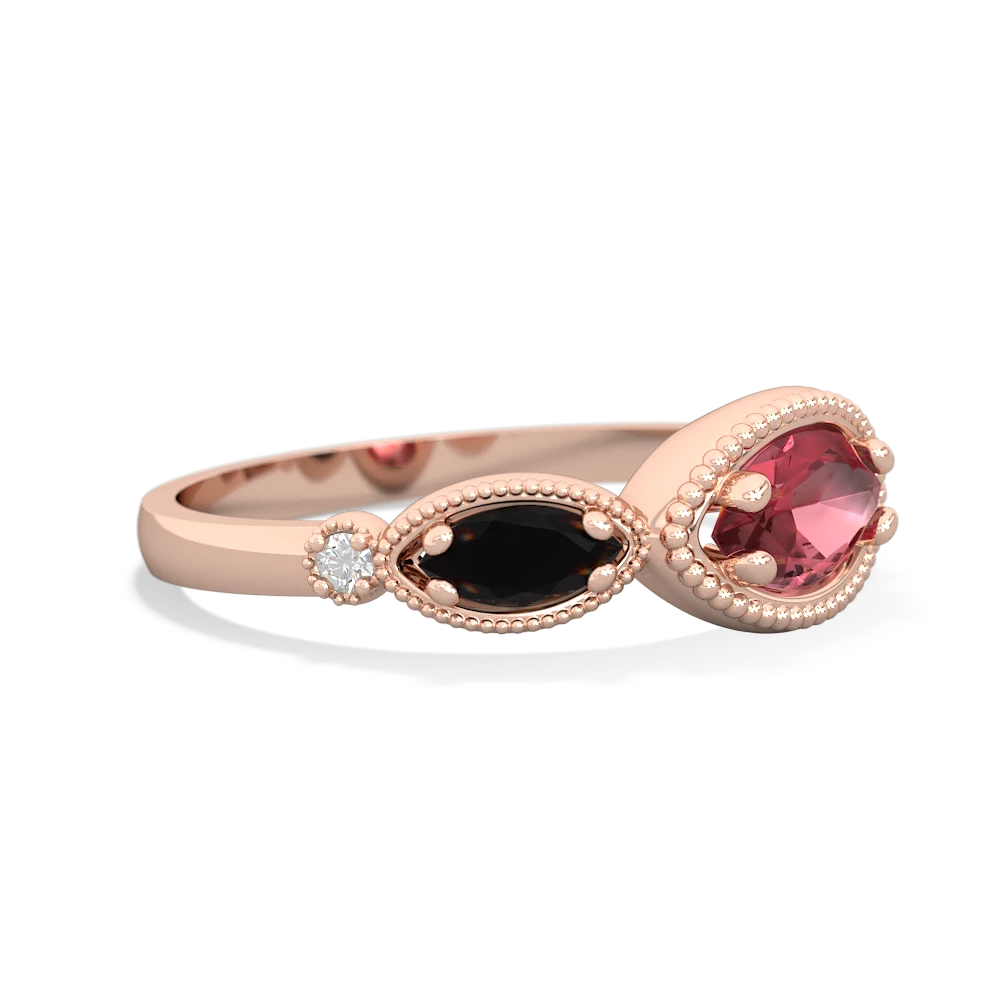 Pink Tourmaline Milgrain Marquise 14K Rose Gold ring R5700