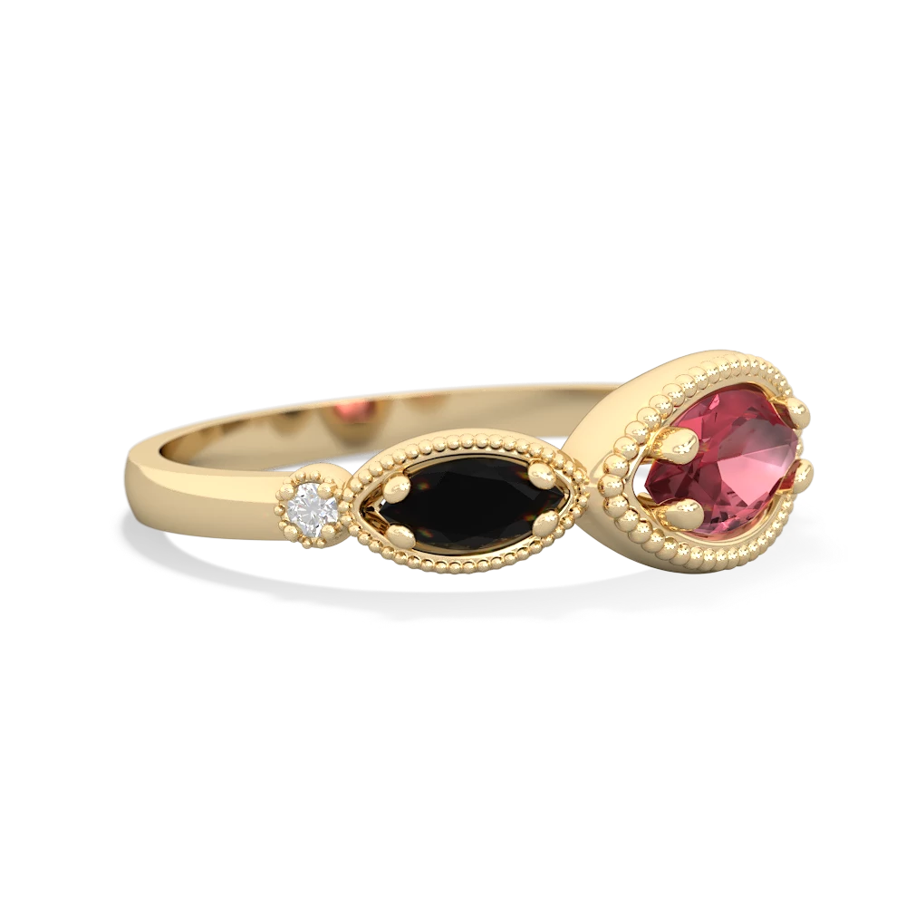 Pink Tourmaline Milgrain Marquise 14K Yellow Gold ring R5700