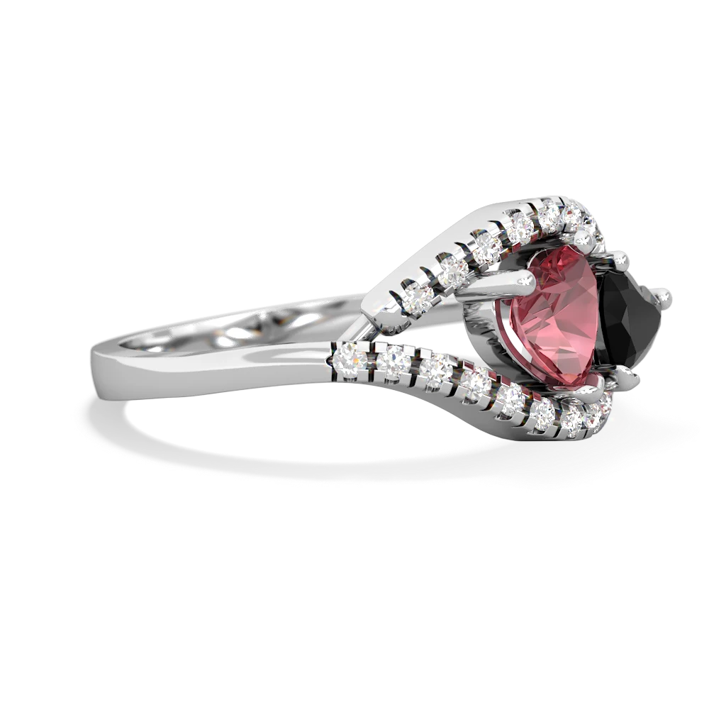 Pink Tourmaline Mother And Child 14K White Gold ring R3010