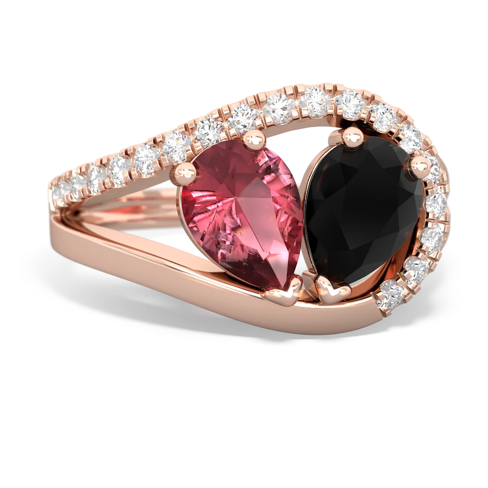 Pink Tourmaline Nestled Heart Keepsake 14K Rose Gold ring R5650