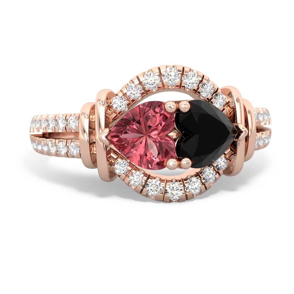 Pink Tourmaline Art-Deco Keepsake 14K Rose Gold ring R5630