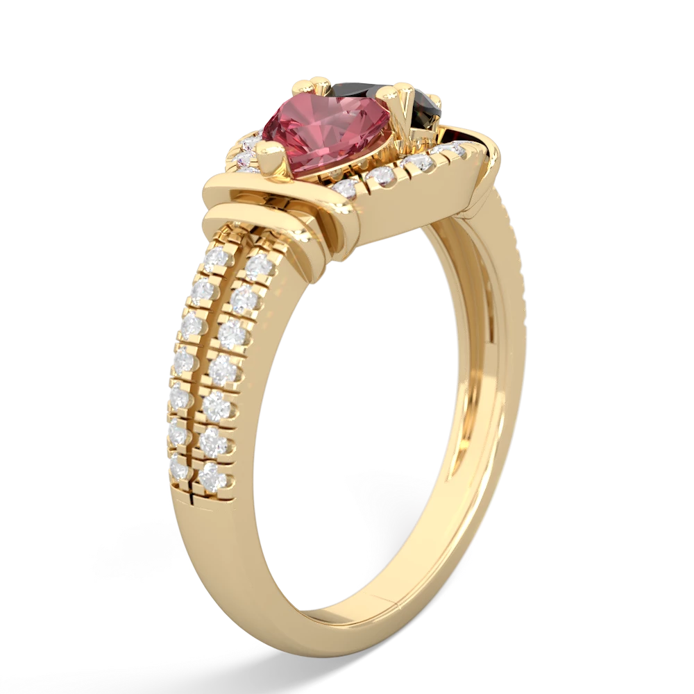 Pink Tourmaline Art-Deco Keepsake 14K Yellow Gold ring R5630