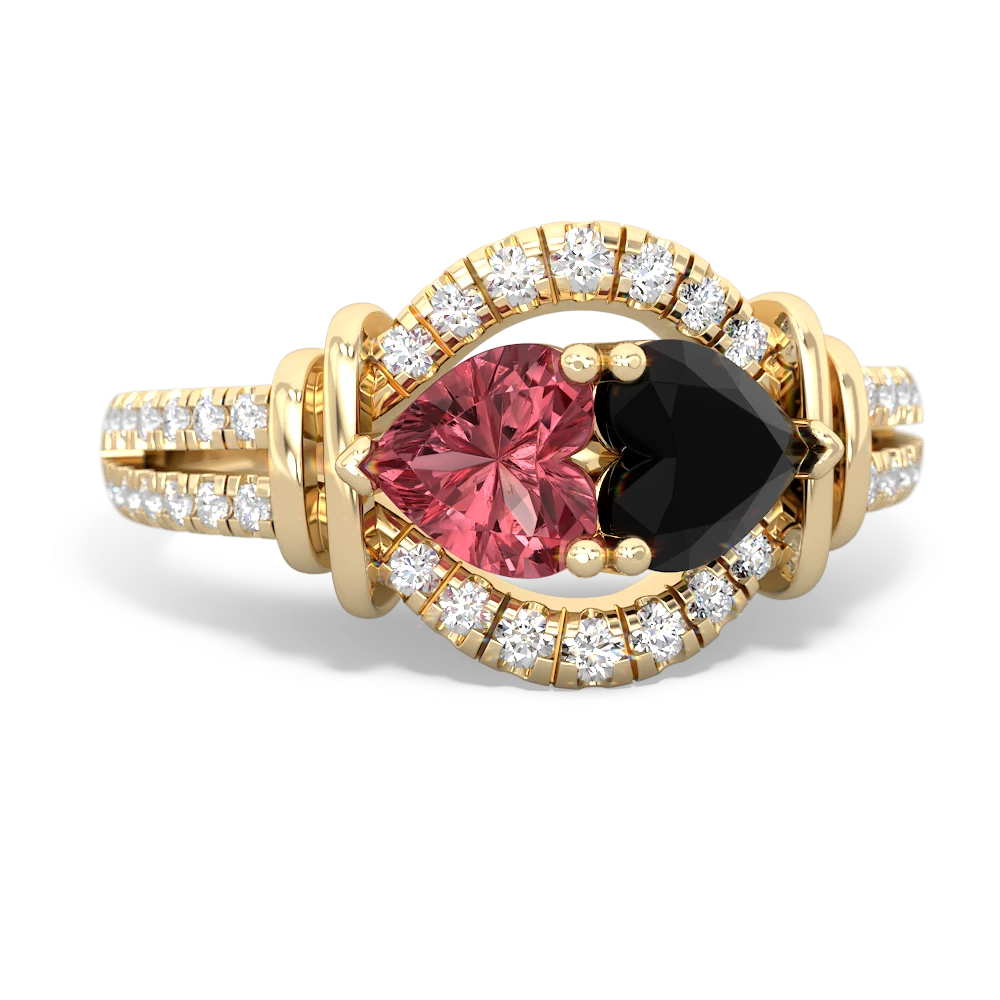 Pink Tourmaline Art-Deco Keepsake 14K Yellow Gold ring R5630