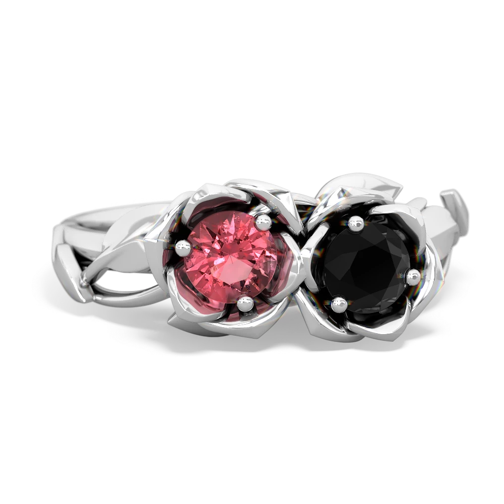 Pink Tourmaline Rose Garden 14K White Gold ring R5510