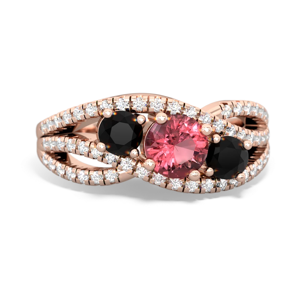 Pink Tourmaline Three Stone Aurora 14K Rose Gold ring R3080