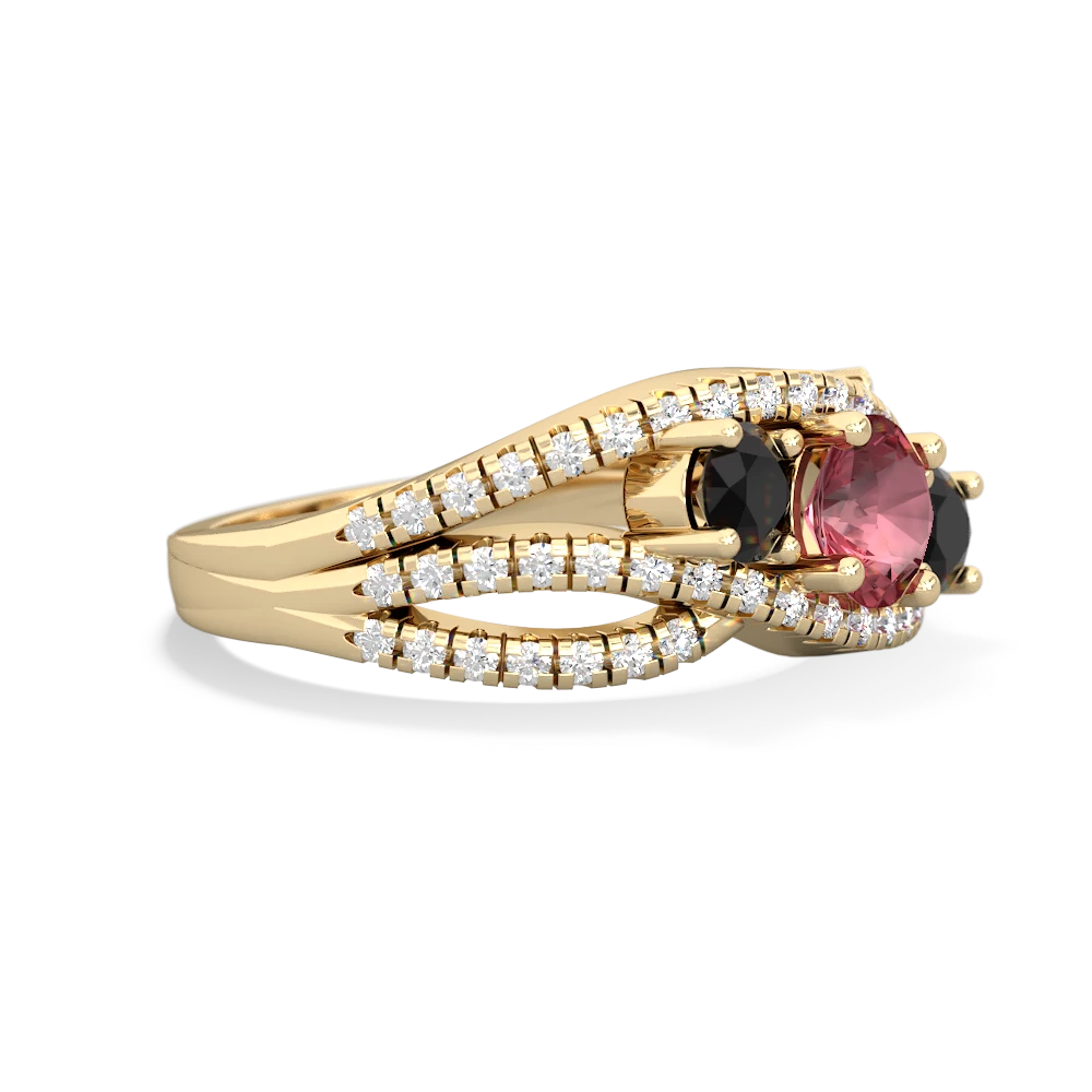 Pink Tourmaline Three Stone Aurora 14K Yellow Gold ring R3080