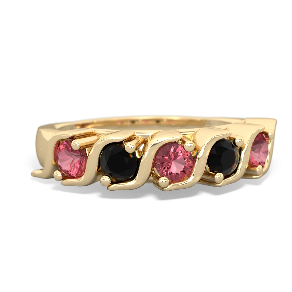 Pink Tourmaline Anniversary Band 14K Yellow Gold ring R2089