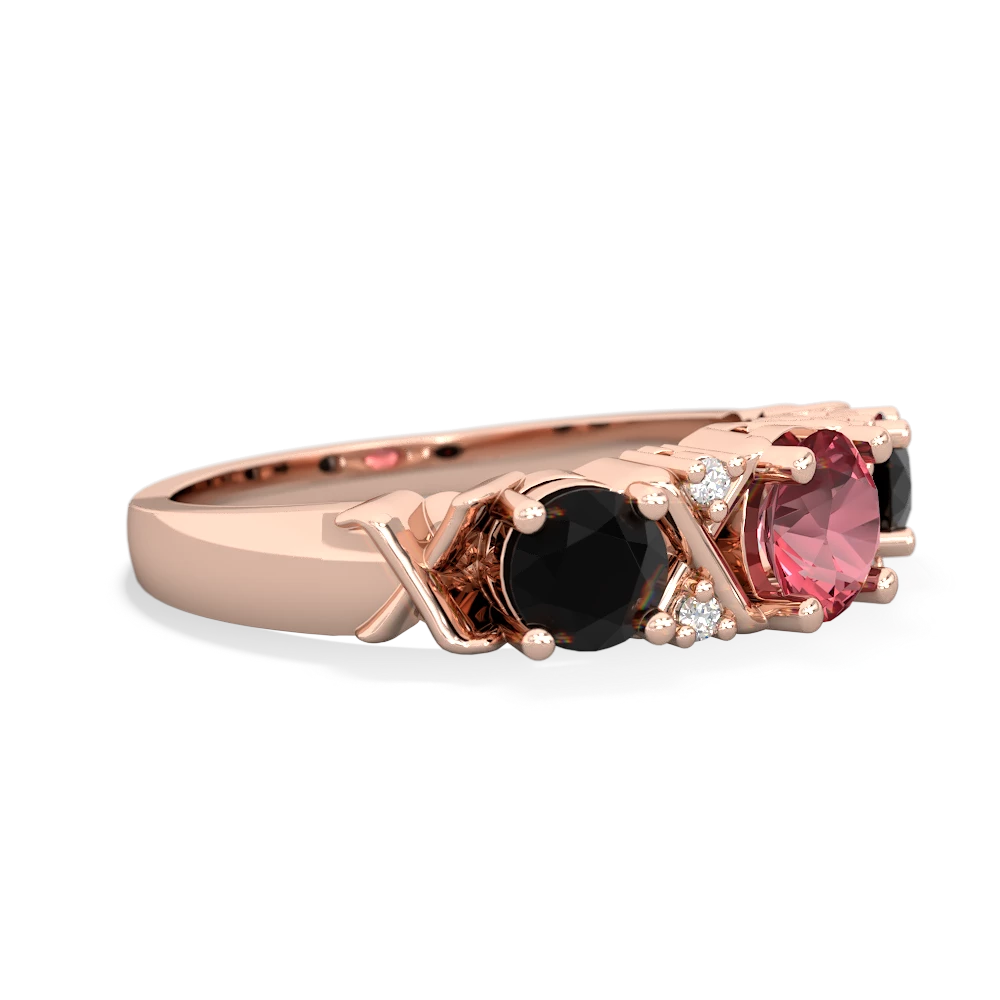 Pink Tourmaline Hugs And Kisses 14K Rose Gold ring R5016