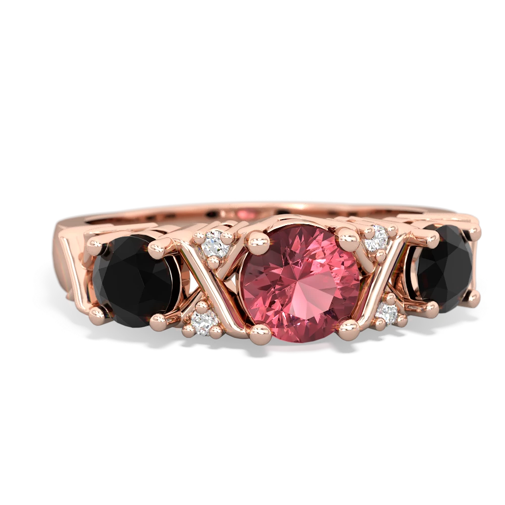 Pink Tourmaline Hugs And Kisses 14K Rose Gold ring R5016