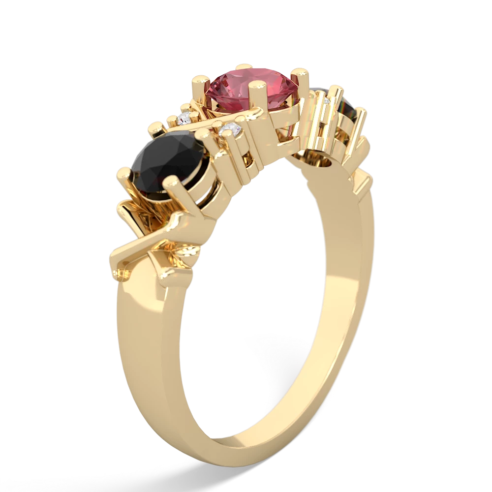 Pink Tourmaline Hugs And Kisses 14K Yellow Gold ring R5016