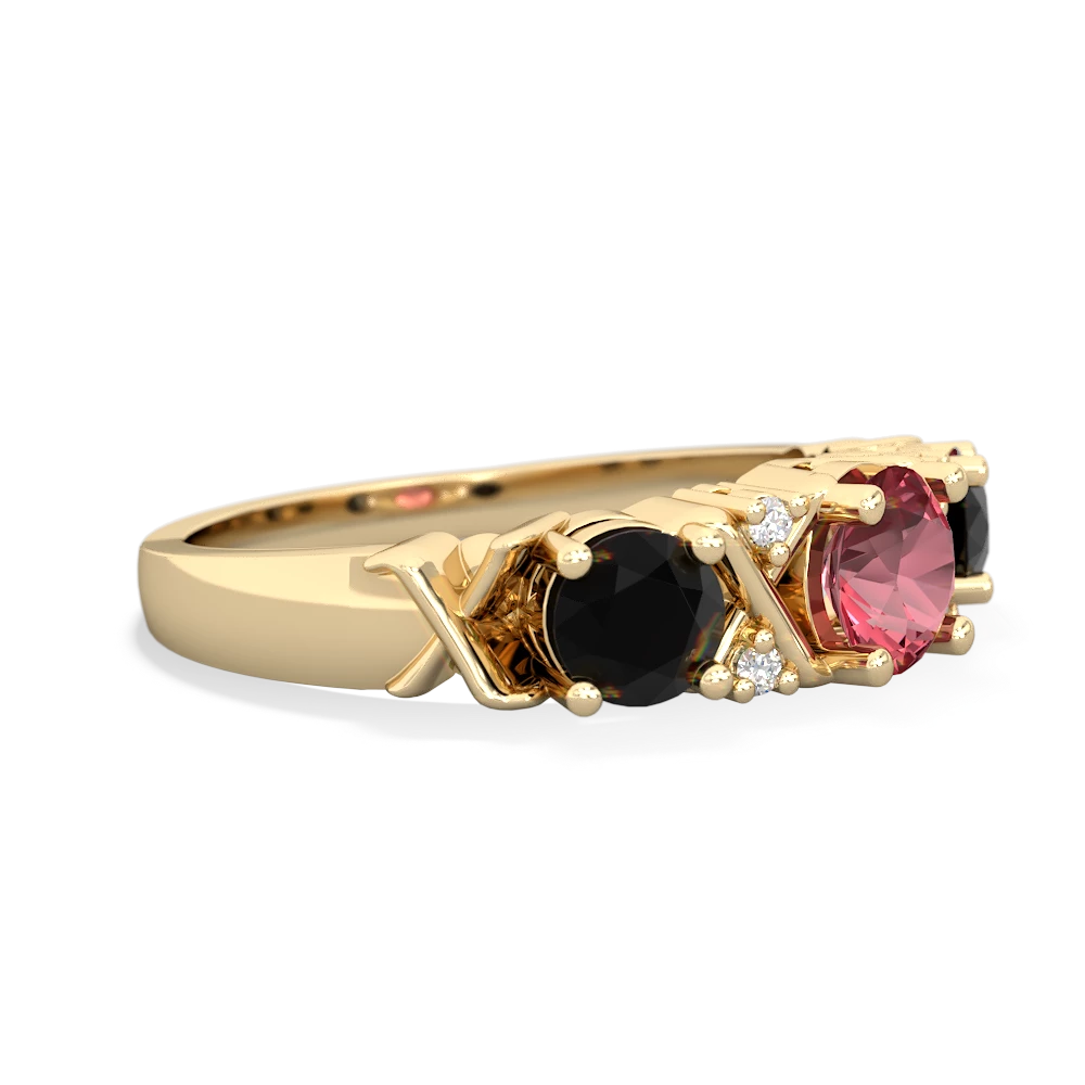 Pink Tourmaline Hugs And Kisses 14K Yellow Gold ring R5016