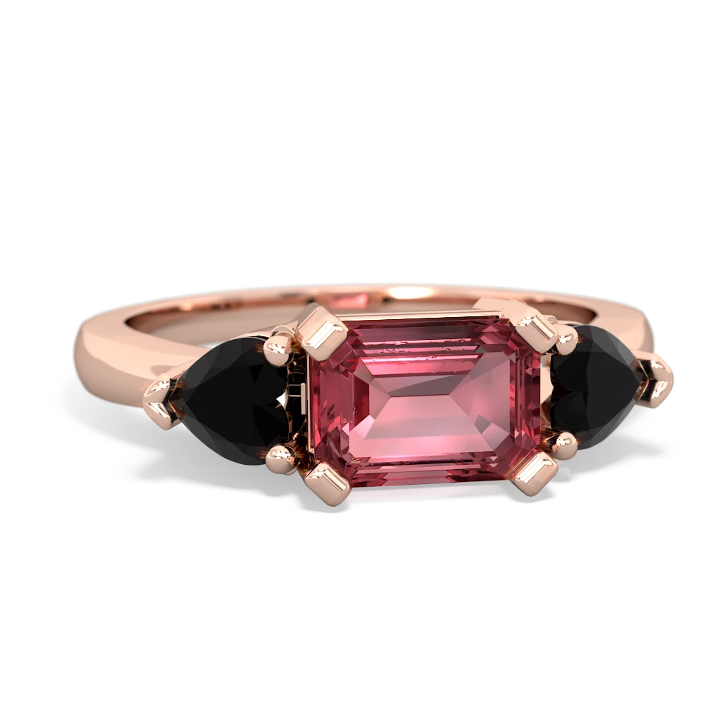 Pink Tourmaline Three Stone 14K Rose Gold ring R5235