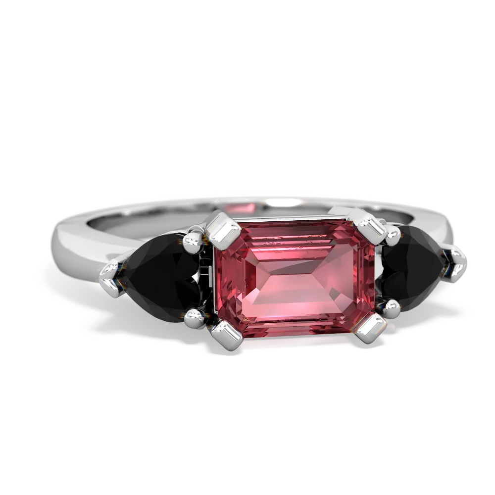 Pink Tourmaline Three Stone 14K White Gold ring R5235