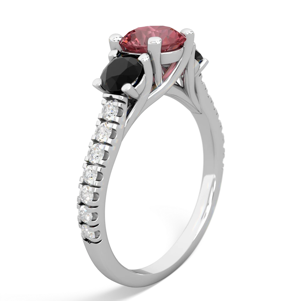 Pink Tourmaline Pave Trellis 14K White Gold ring R5500