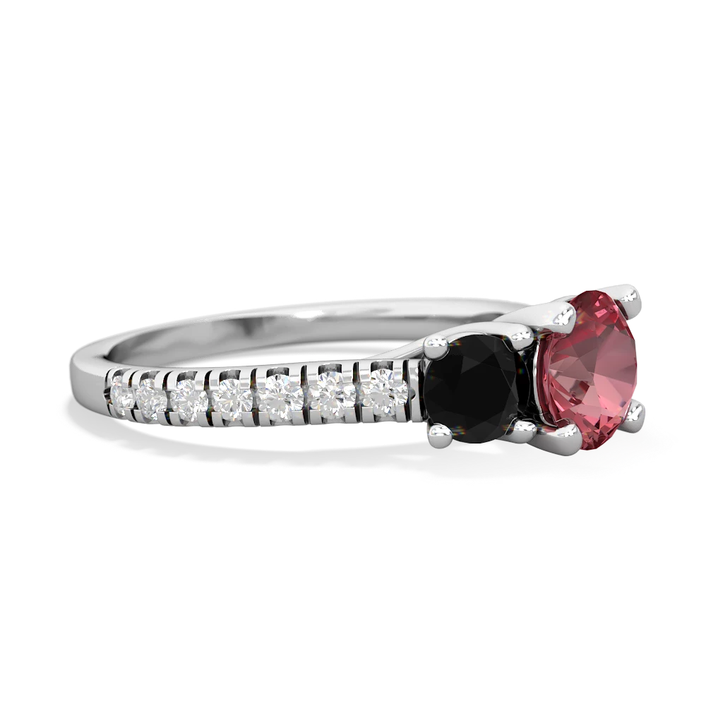 Pink Tourmaline Pave Trellis 14K White Gold ring R5500