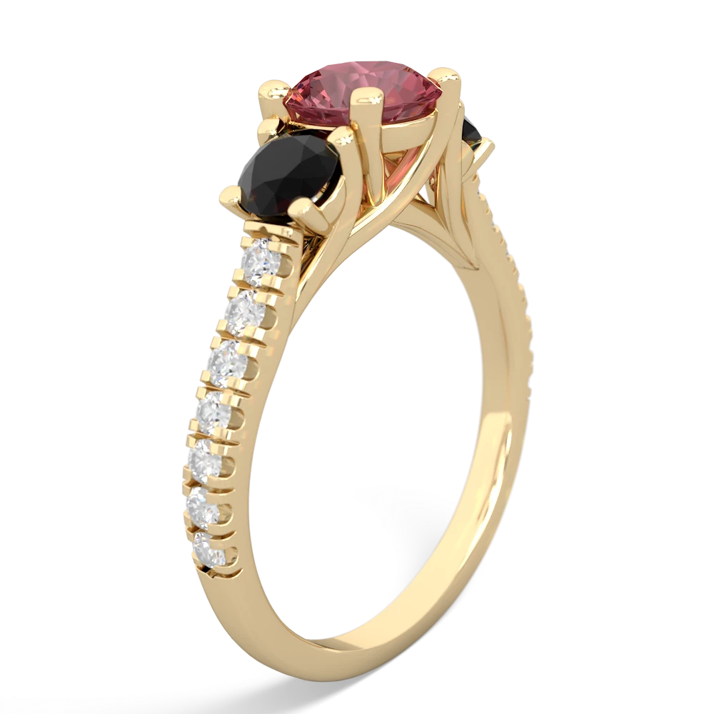 Pink Tourmaline Pave Trellis 14K Yellow Gold ring R5500