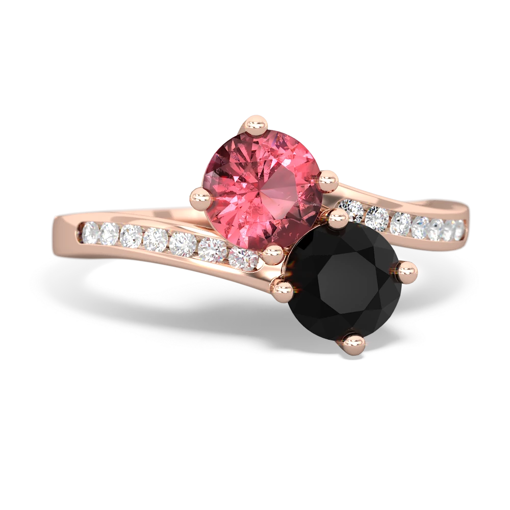 Pink Tourmaline Channel Set Two Stone 14K Rose Gold ring R5303