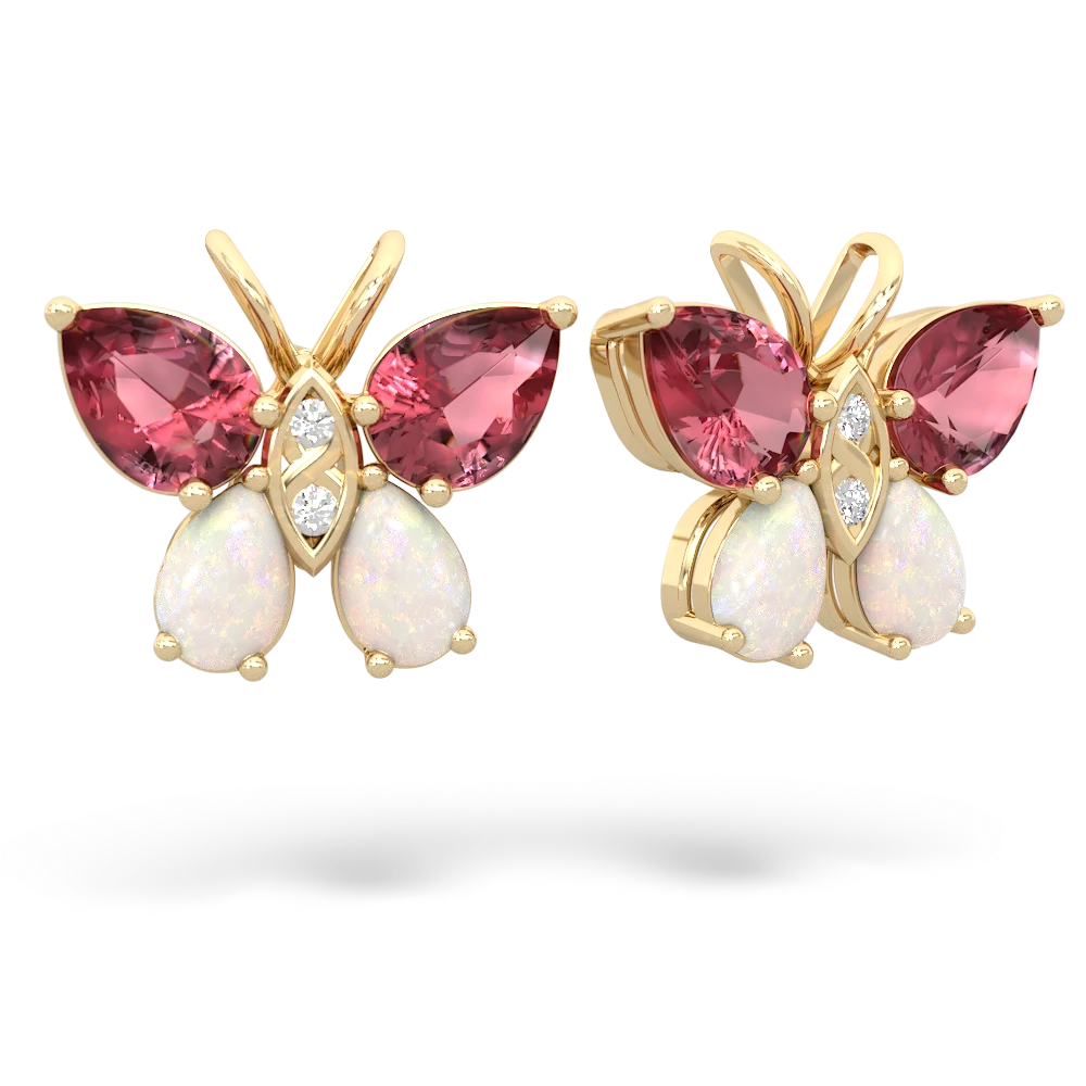Pink Tourmaline Butterfly 14K Yellow Gold earrings E2215
